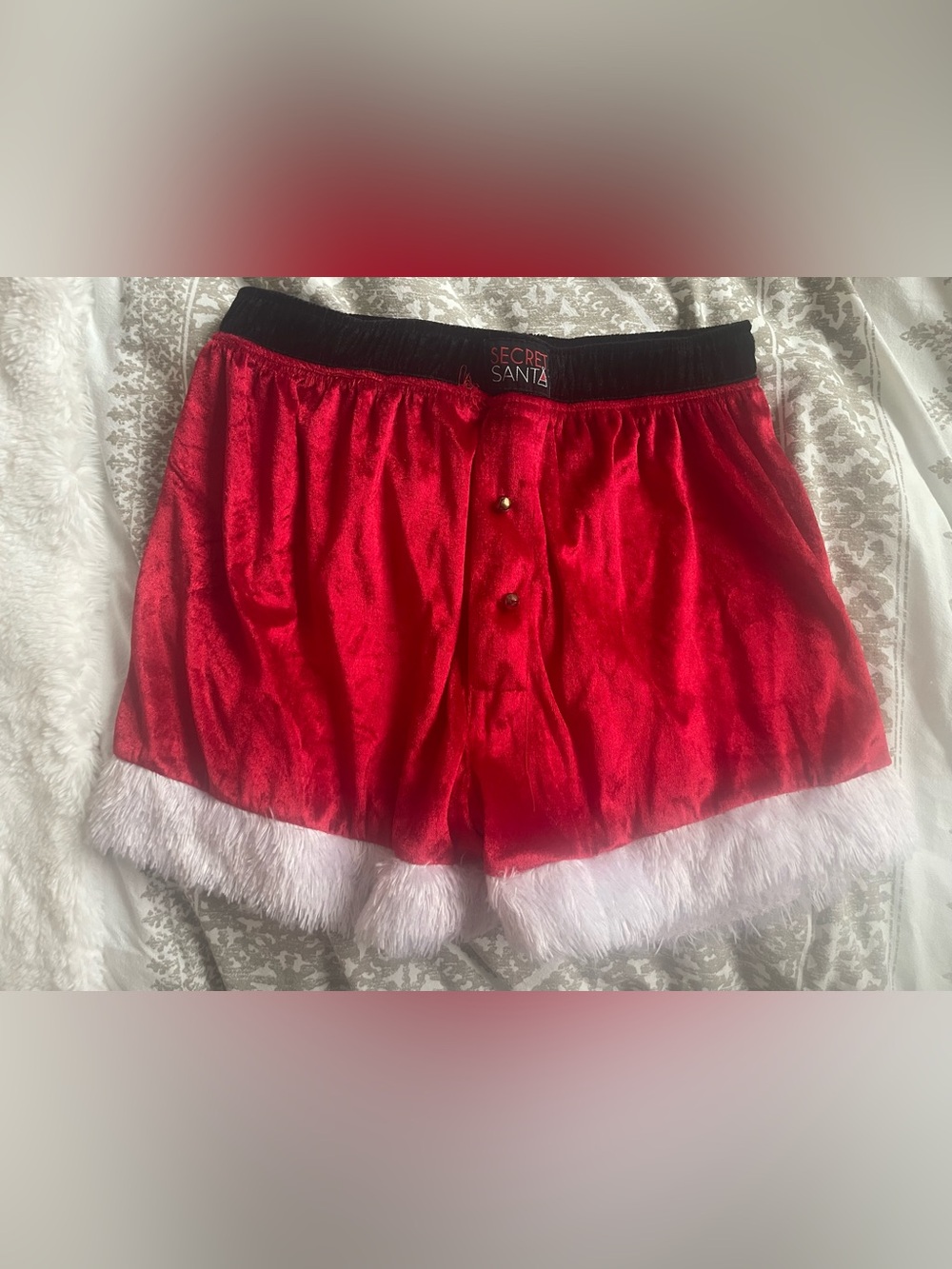 Santa Red & White Boxer Shorts Size Small